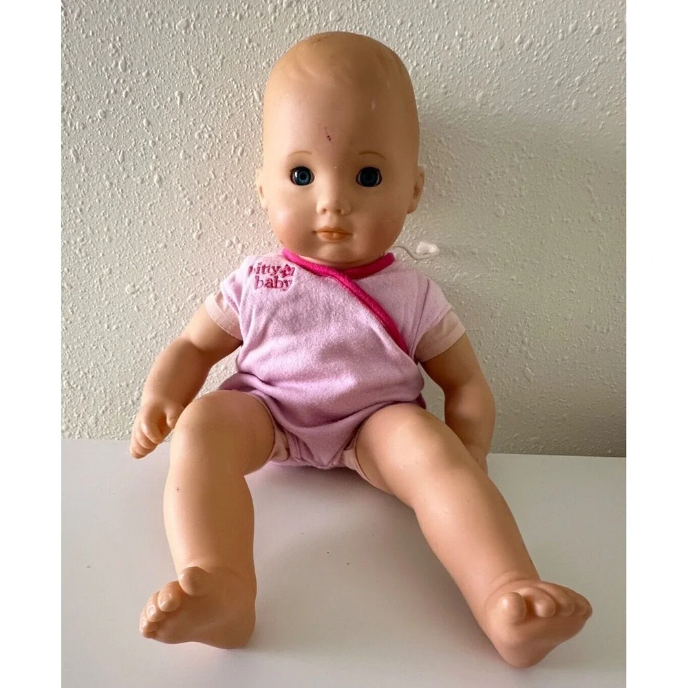 American Girl Bitty baby Blonde Blue Eyes Doll Pink Outfit Diaper Used